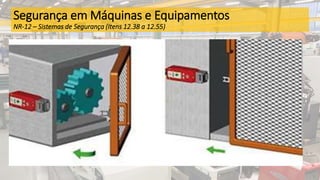 Segurança em Máquinas e Equipamentos
NR-12 – Sistemas de Segurança (Itens 12.38 a 12.55)
 