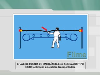 CHAVE DE PARADA DE EMERGÊNCIA COM ACIONADOR TIPO
CABO: aplicação em esteira transportadora
Filme
 