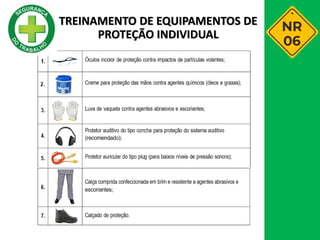 TREINAMENTO DE EQUIPAMENTOS DE
PROTEÇÃO INDIVIDUAL
 