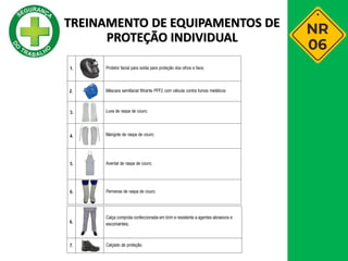TREINAMENTO DE EQUIPAMENTOS DE
PROTEÇÃO INDIVIDUAL
 