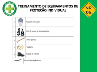 TREINAMENTO DE EQUIPAMENTOS DE
PROTEÇÃO INDIVIDUAL
 