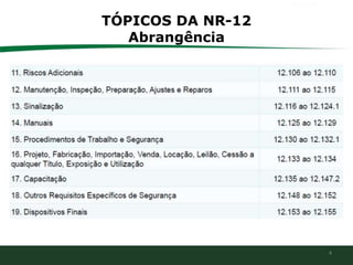 4
TÓPICOS DA NR-12
Abrangência
 