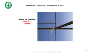 12 ACIDENTES TÍPICOS EM TRABALHOS EM ALTURA
44
Treinamento de Segurança em Trabalho em Altura (NR 35)
 