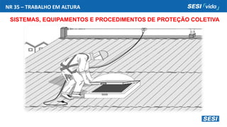 NR 35 – TRABALHO EM ALTURA
SISTEMAS, EQUIPAMENTOS E PROCEDIMENTOS DE PROTEÇÃO COLETIVA
 