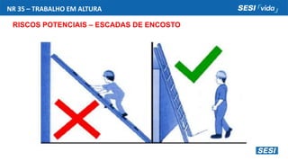 NR 35 – TRABALHO EM ALTURA
RISCOS POTENCIAIS – ESCADAS DE ENCOSTO
 