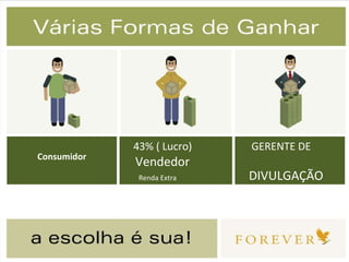 (Bônus) (Bônus) 43% ( Lucro) Vendedor Renda Extra GERENTE DE  DIVULGAÇÃO Consumidor 