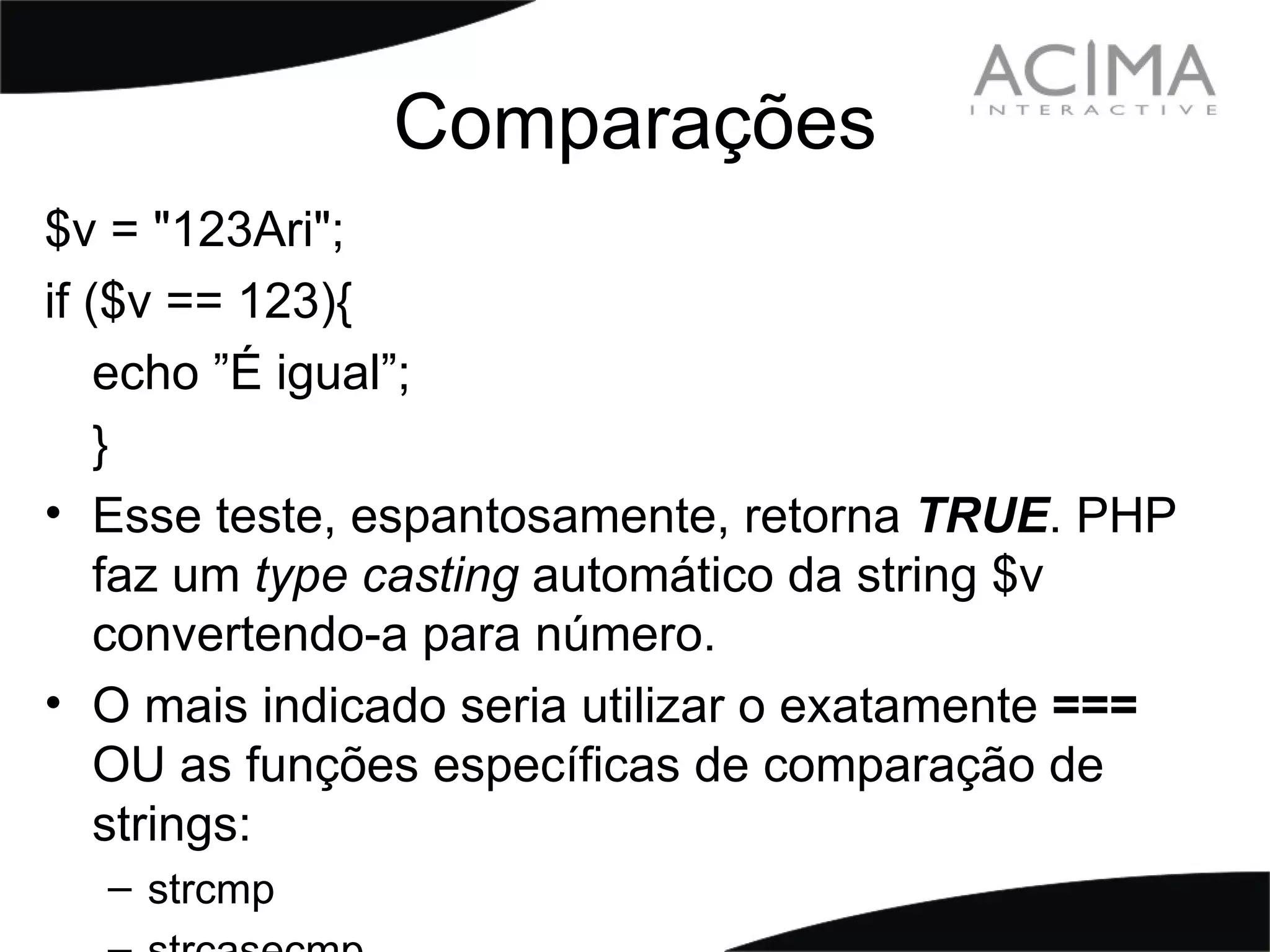 Treinamento PHP: Strings & Patterns