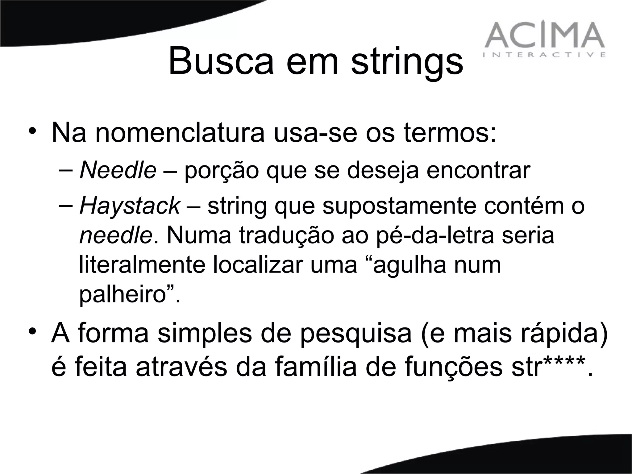 Treinamento PHP: Strings & Patterns