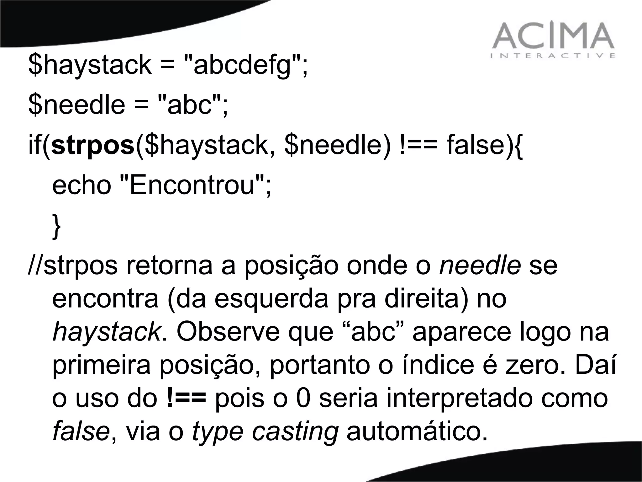 Treinamento PHP: Strings & Patterns