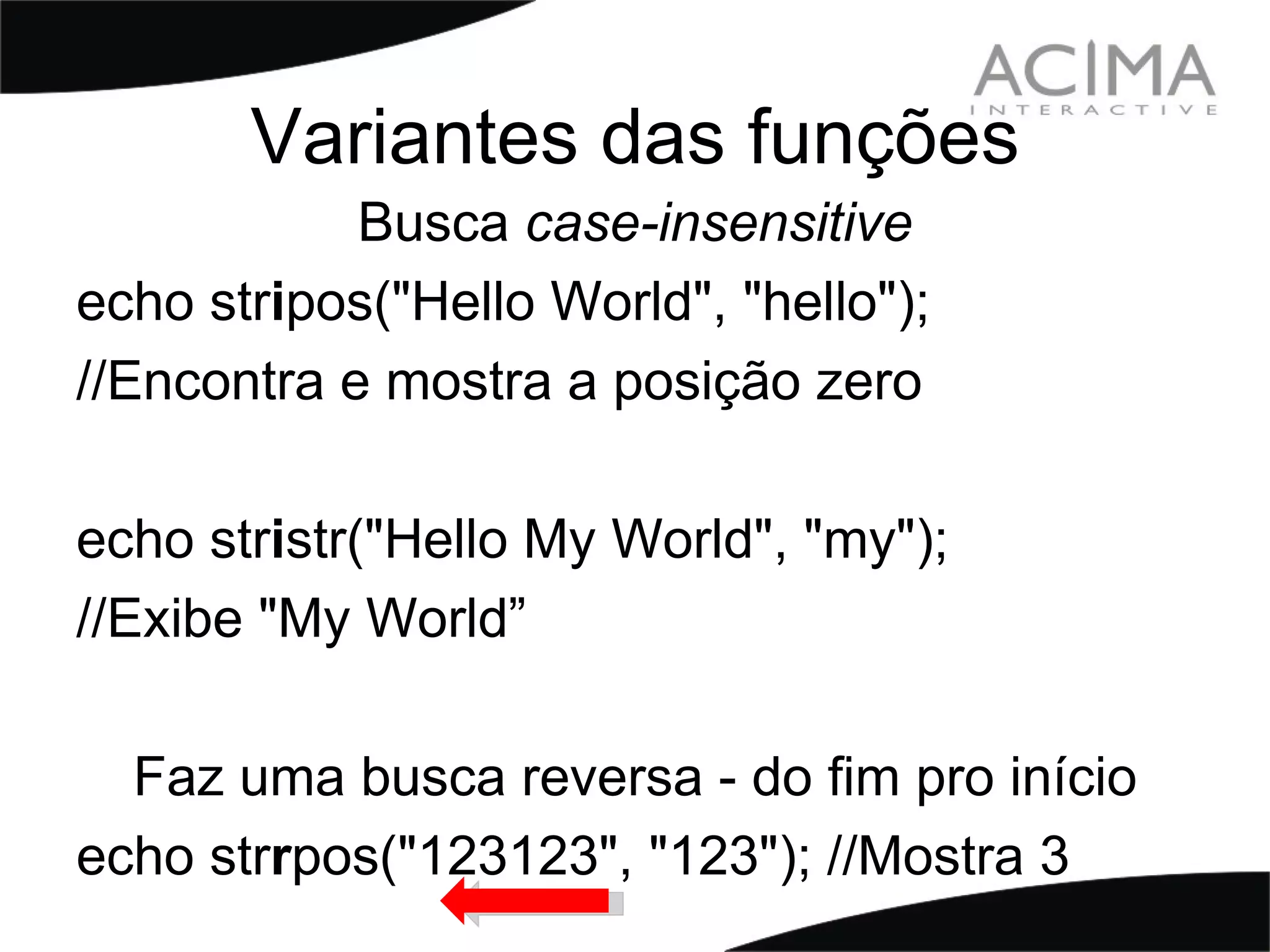 Treinamento PHP: Strings & Patterns