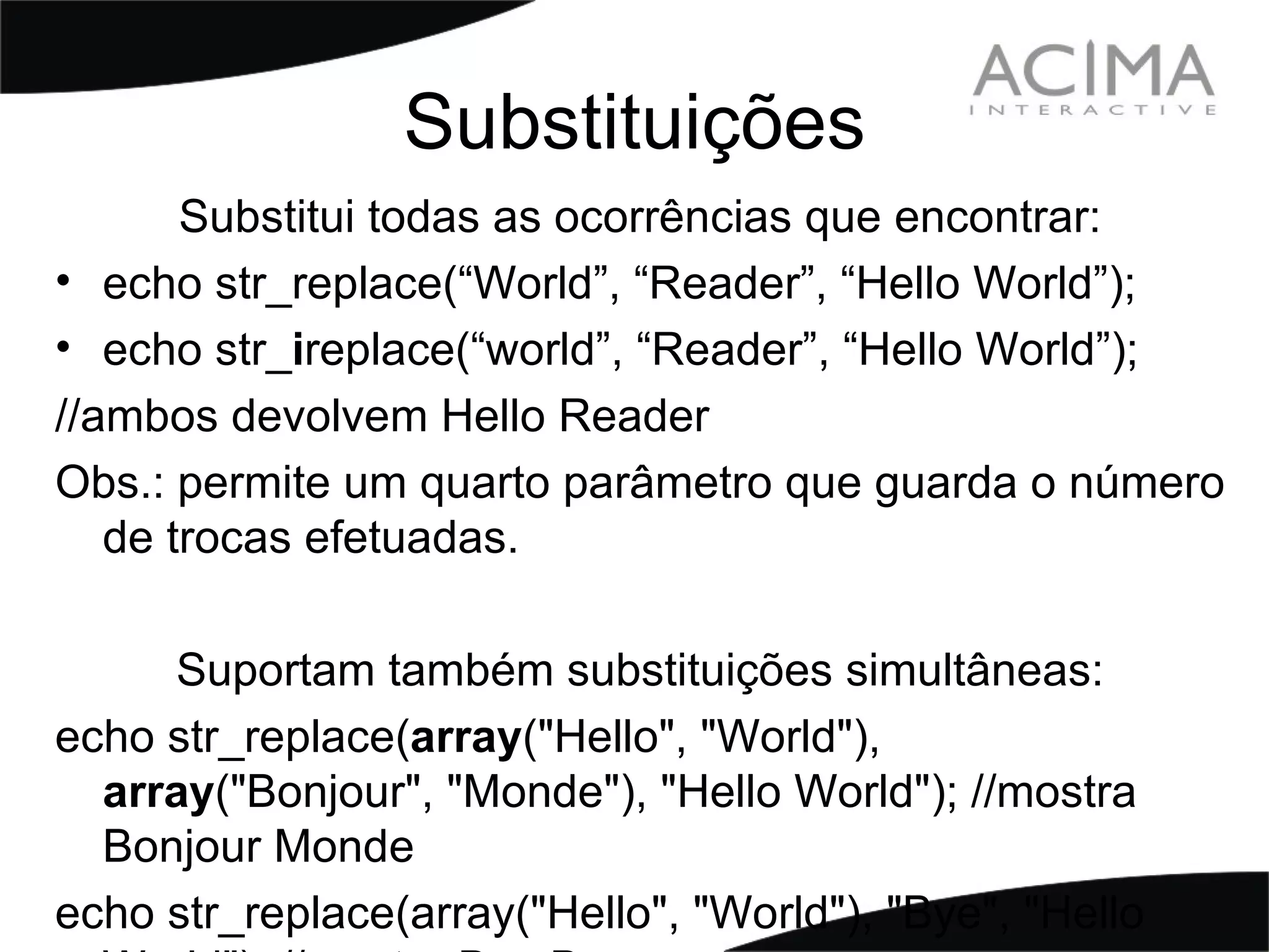 Treinamento PHP: Strings & Patterns