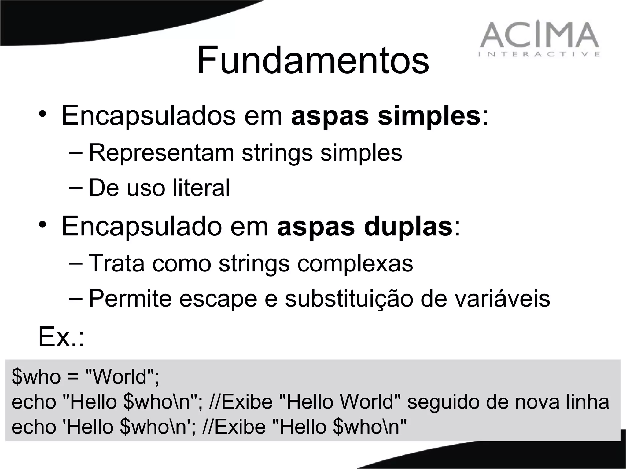 Treinamento PHP: Strings & Patterns