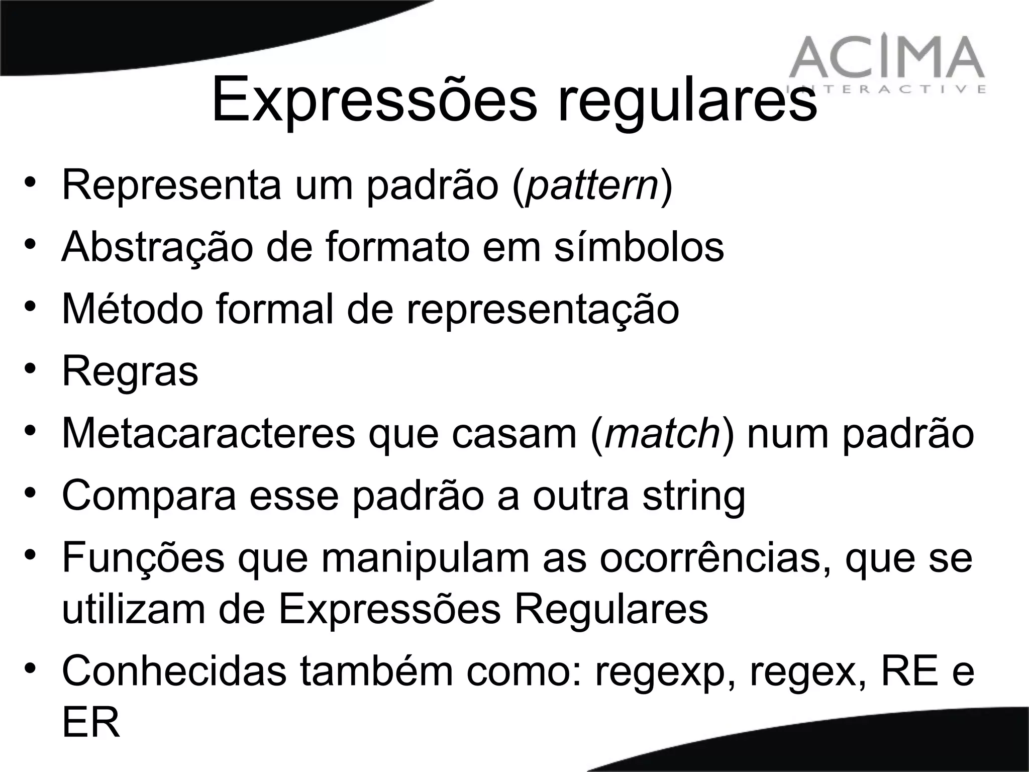 Treinamento PHP: Strings & Patterns