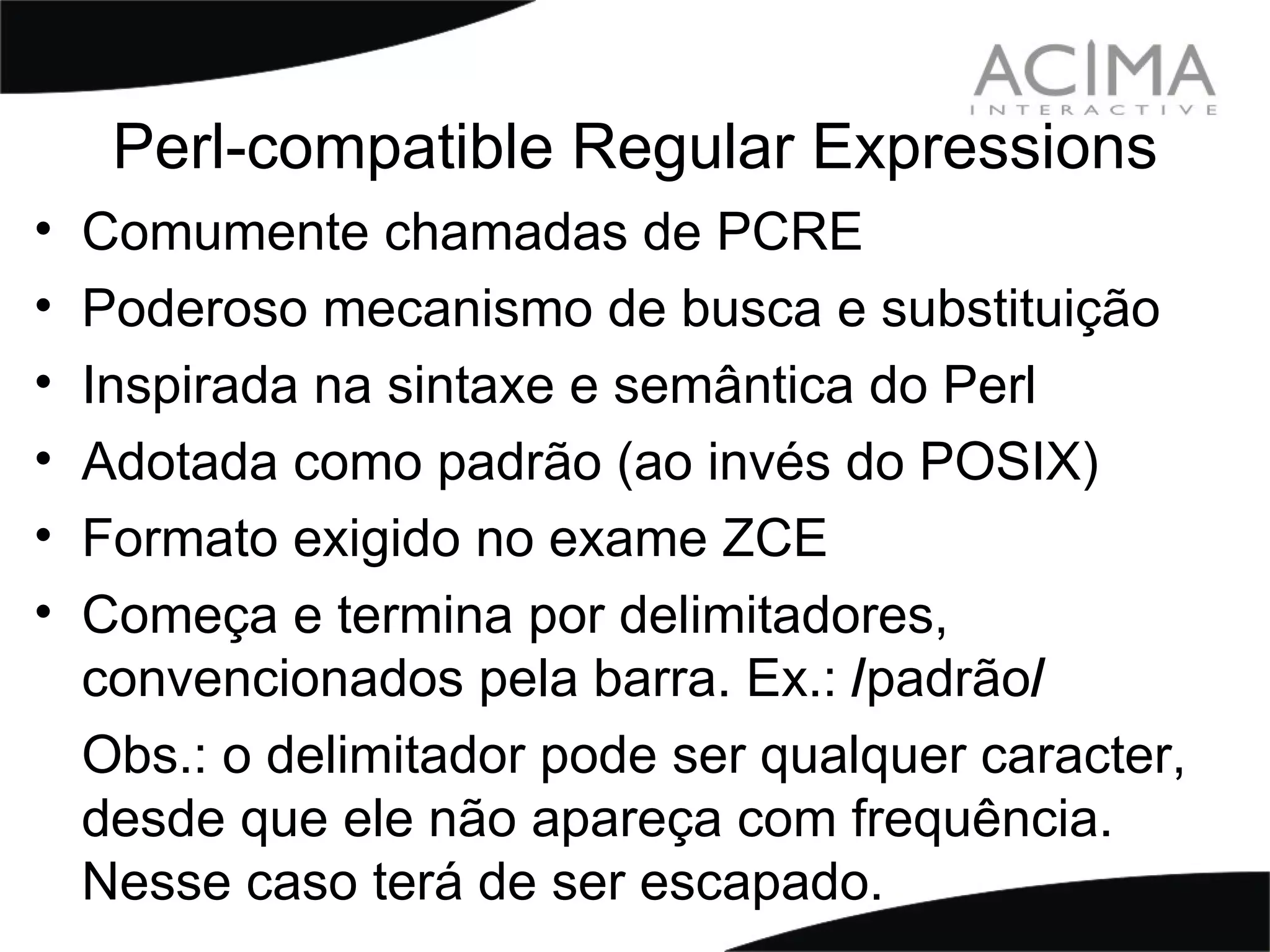 Treinamento PHP: Strings & Patterns