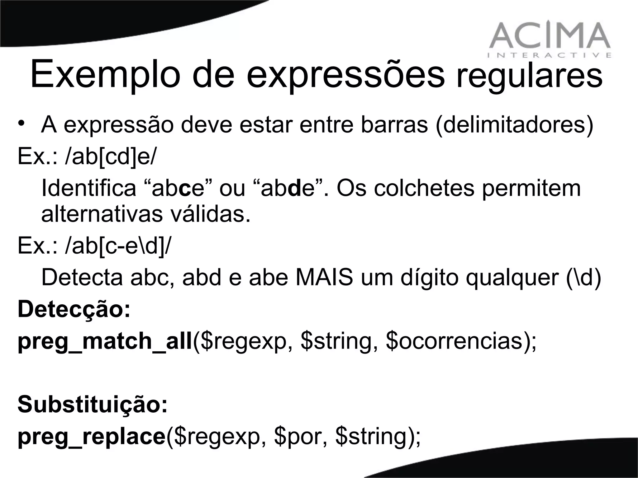 Treinamento PHP: Strings & Patterns