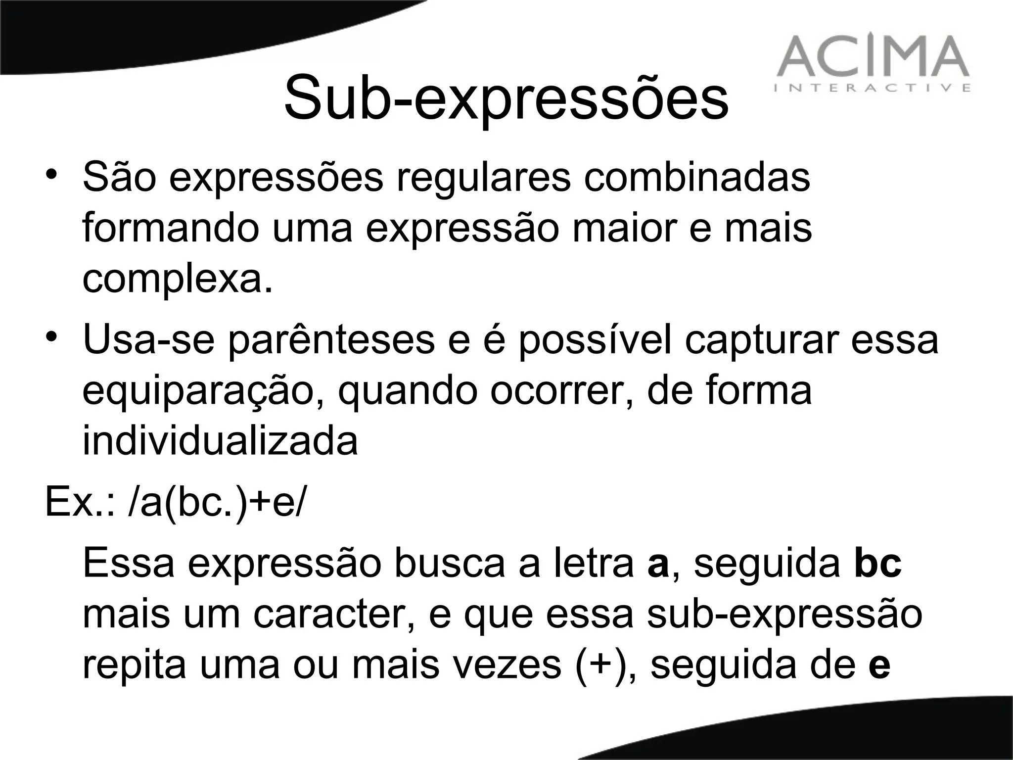 Treinamento PHP: Strings & Patterns