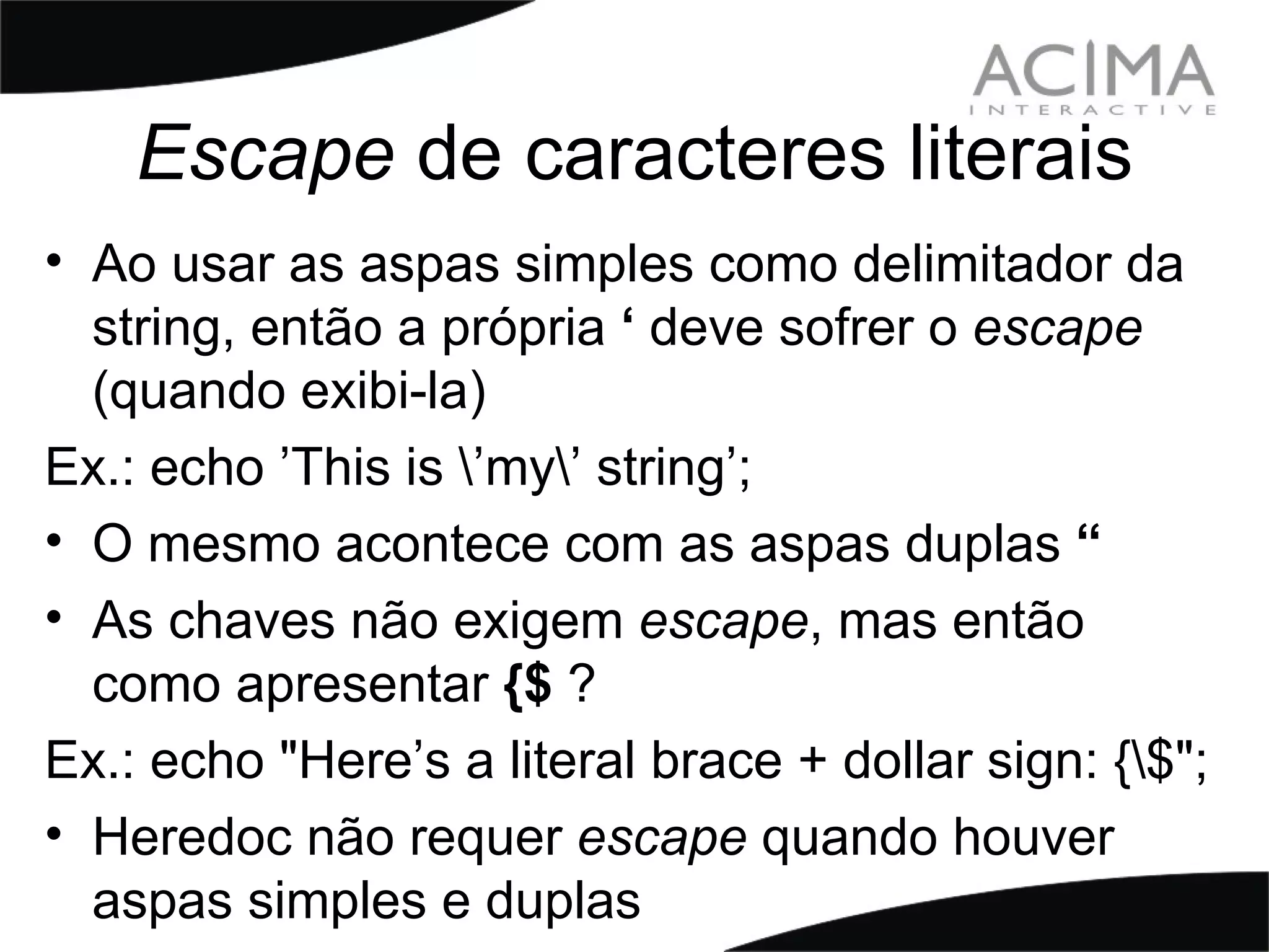 Treinamento PHP: Strings & Patterns