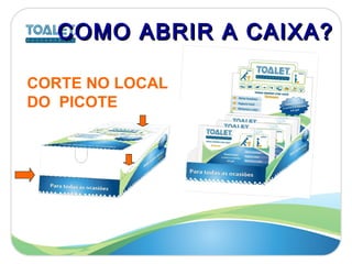 COMO ABRIR A CAIXA?   CORTE NO LOCAL DO  PICOTE 