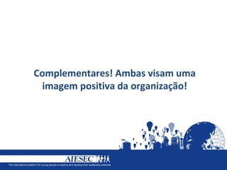 Complementares! Ambas visam uma
  imagem positiva da organização!
 