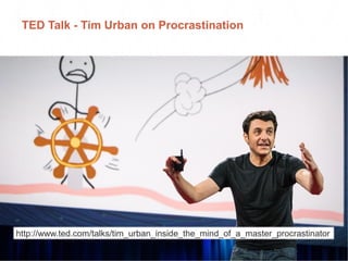 TED Talk - Tim Urban on Procrastination
http://www.ted.com/talks/tim_urban_inside_the_mind_of_a_master_procrastinator
 
