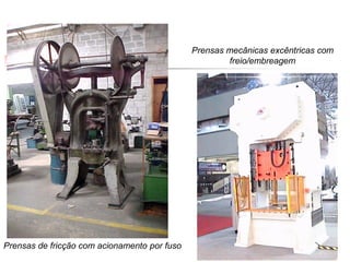Prensas mecânicas excêntricas com
freio/embreagem

Prensas de fricção com acionamento por fuso

 