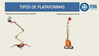 Plataformas de braço elétricas e híbridas Plataformas de mastro Toucan
 