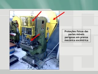 Proteções físicas das
partes móveis
perigosas em prensa
mecânica excêntrica
 