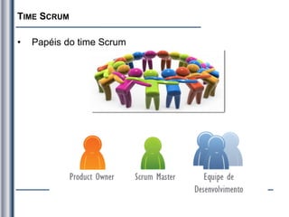 TIME SCRUM
• Papéis do time Scrum
 