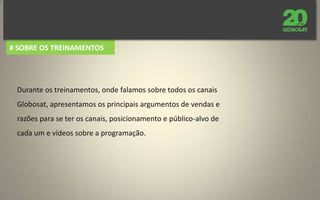 # SOBRE OS TREINAMENTOSOs treinamentos tiveram duração de 2 horas cada, e nossa participação no VIP foi de 25 minutos. No total dos dois dias, 215 pessoas foram impactadas pelas apresentações.
