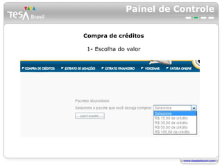 Painel de Controle Compra de créditos 1- Escolha do valor 
