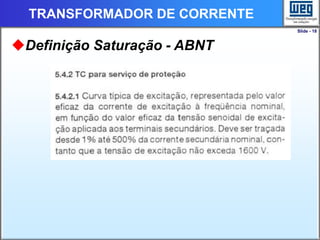 Slide - 18
TRANSFORMADOR DE CORRENTE
Definição Saturação - ABNT
 