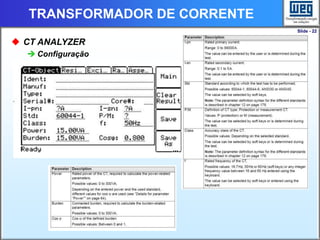 Slide - 22
TRANSFORMADOR DE CORRENTE
 CT ANALYZER
 Configuração
 