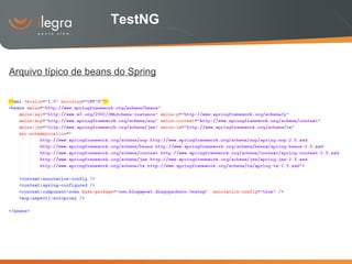 TestNG Arquivo típico de beans do Spring 