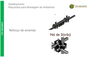 Detalhamento
Requisitos para Montagem de Andaimes
TOP
ANDAIMES
Reforço de emenda
 