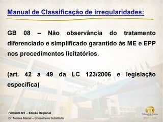 Fomenta MT – Edição Regional
Dr. Moises Maciel – Conselheiro Substituto
 