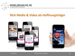 Rich Media & Video als Hoffnungsträger




03.12.2012      Trends, Format und Player   29
 