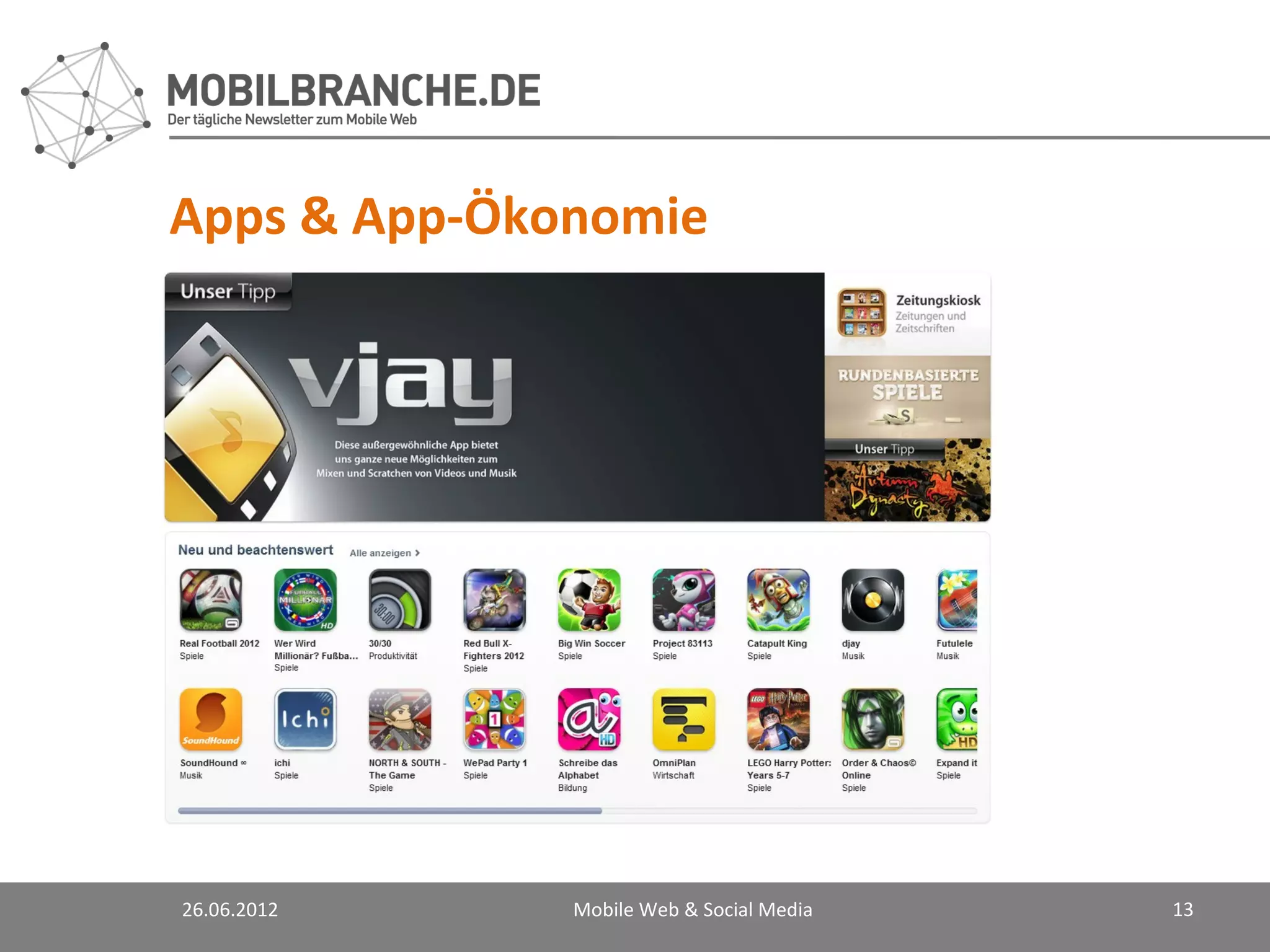 Apps & App-Ökonomie




26.06.2012    Mobile Web & Social Media   13
 