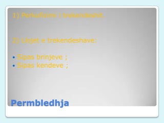 1) Perkufizimi i trekendeshit.

2) Llojet e trekendeshave:
Sipas brinjeve ;
 Sipas kendeve ;


Permbledhja

 
