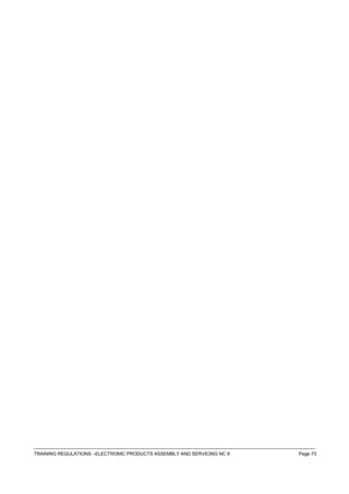 ------------------------------------------------------------------------------------------------------------------------------------------------------------------------------------
TRAINING REGULATIONS –ELECTRONIC PRODUCTS ASSEMBLY AND SERVICING NC II Page 73
 
