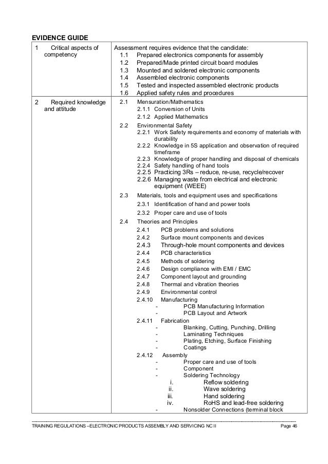 Tr electronic products assembly and servicing nc ii