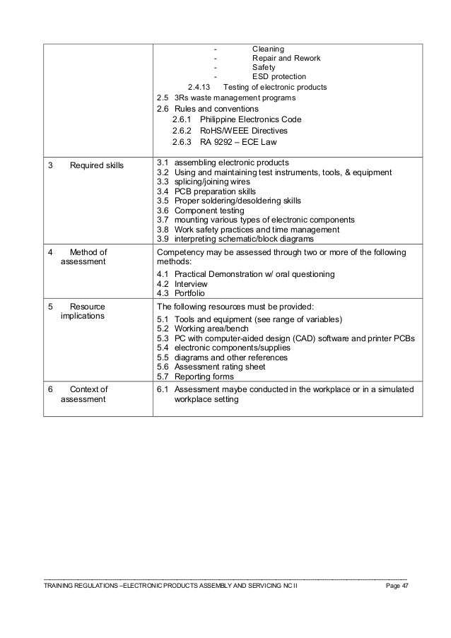 Tr electronic products assembly and servicing nc ii