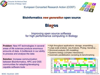 European Concerted Research Action (COST) Bioinformatics  new generation  open source Bi ng os Improving open source softw...