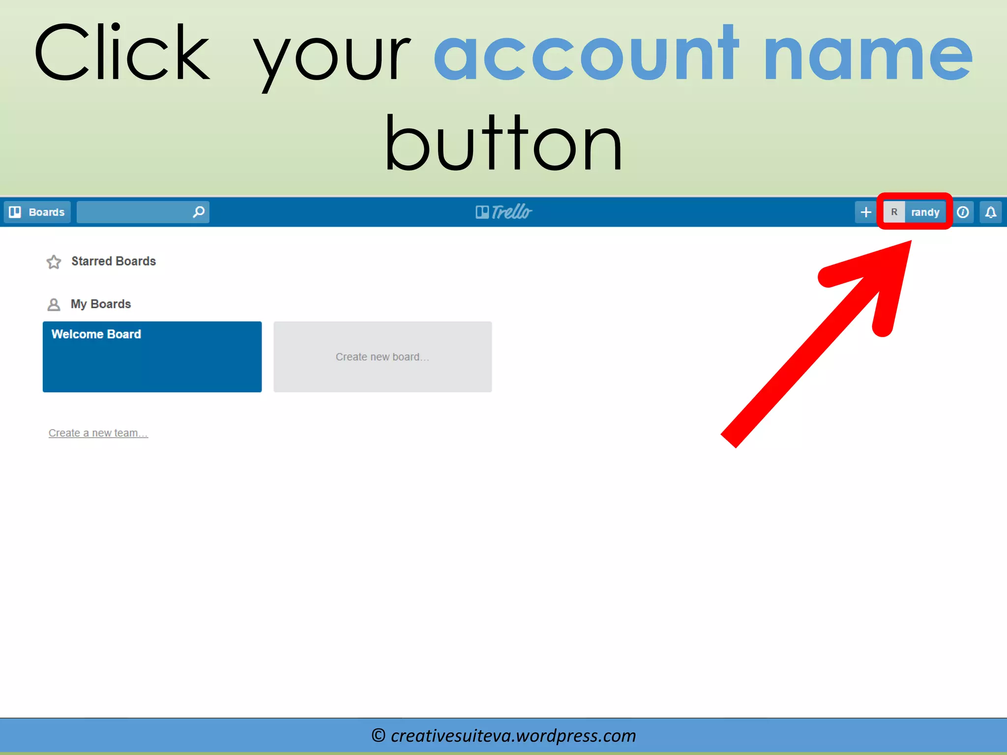 © creativesuiteva.wordpress.com
Click your account name
button
 