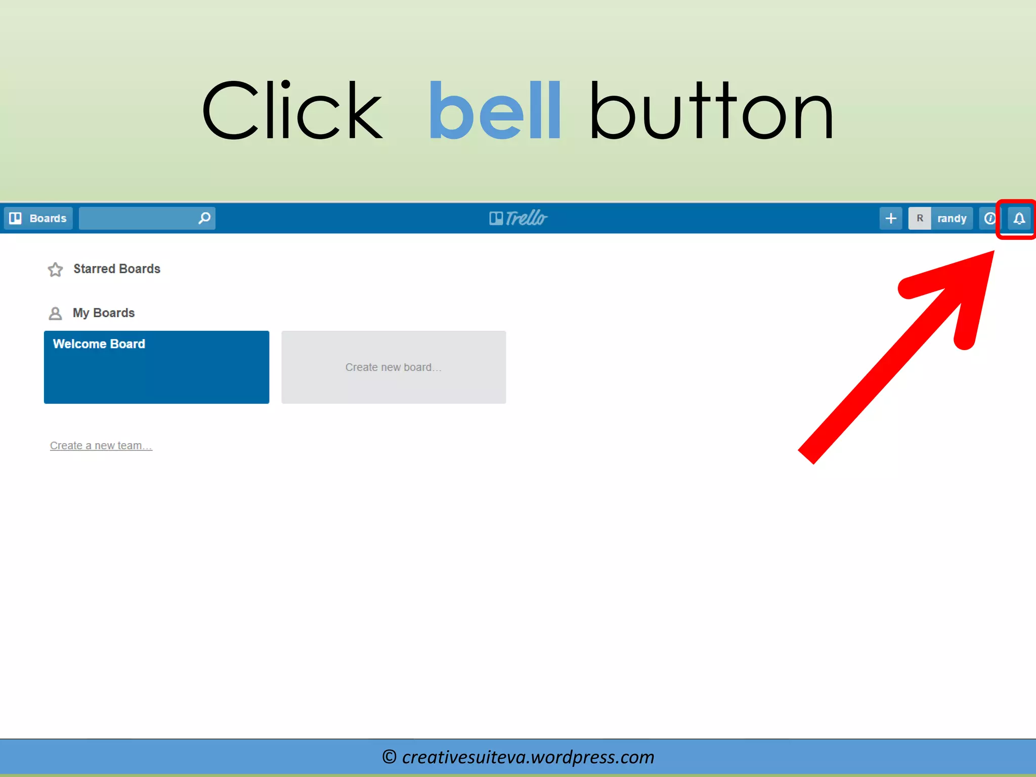 © creativesuiteva.wordpress.com
Click bell button
 