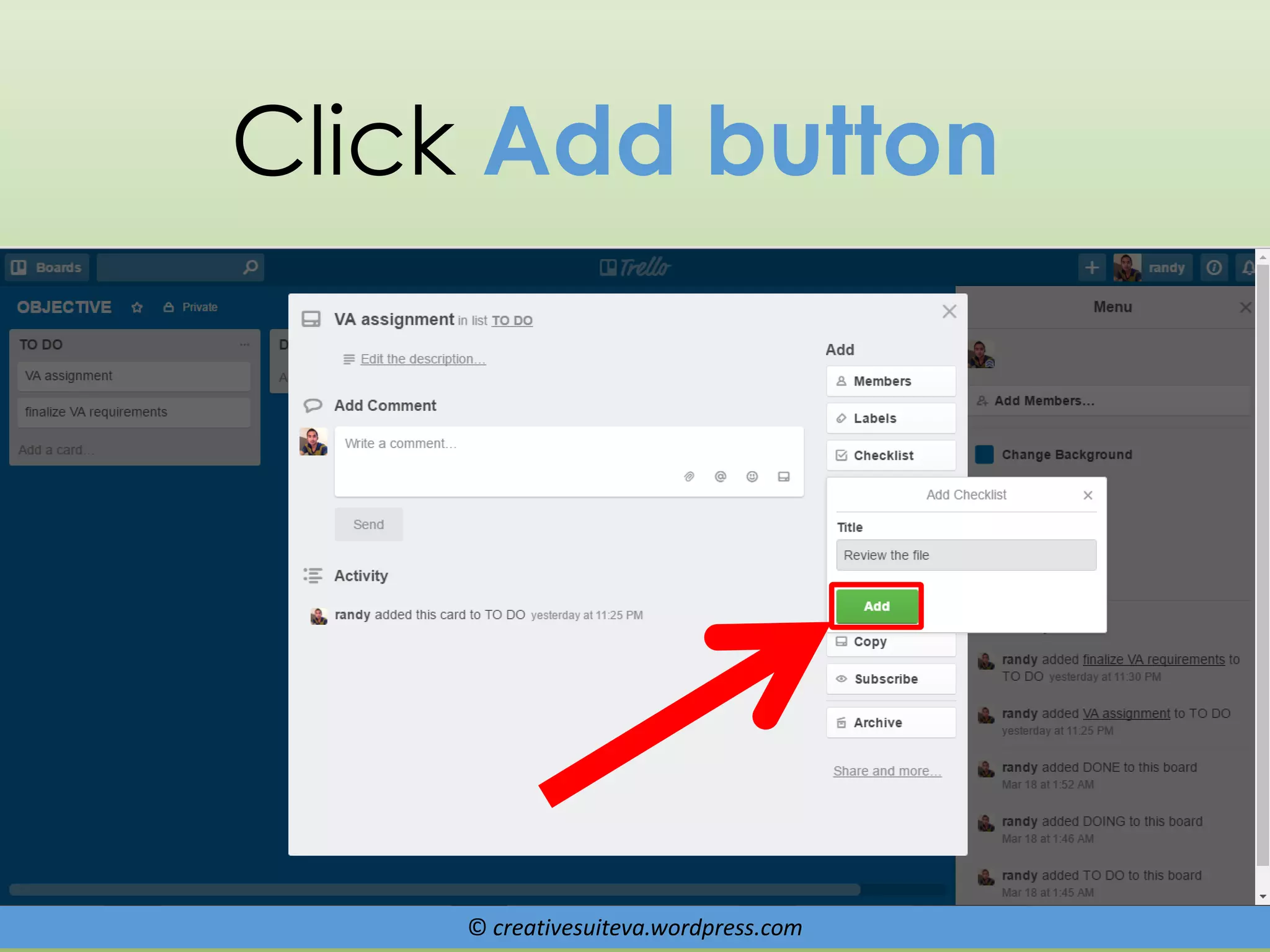 © creativesuiteva.wordpress.com
Click Add button
 