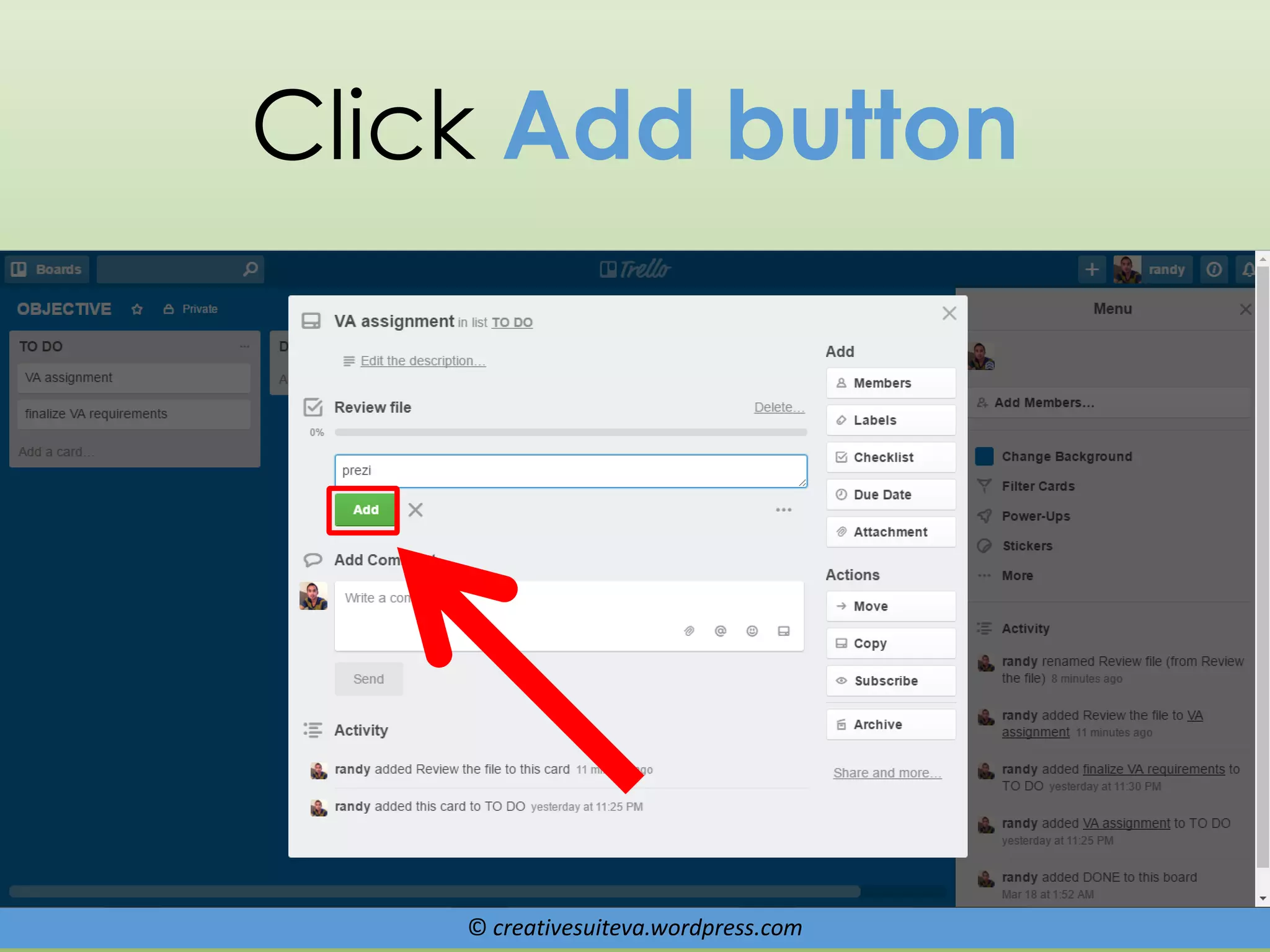 © creativesuiteva.wordpress.com
Click Add button
 