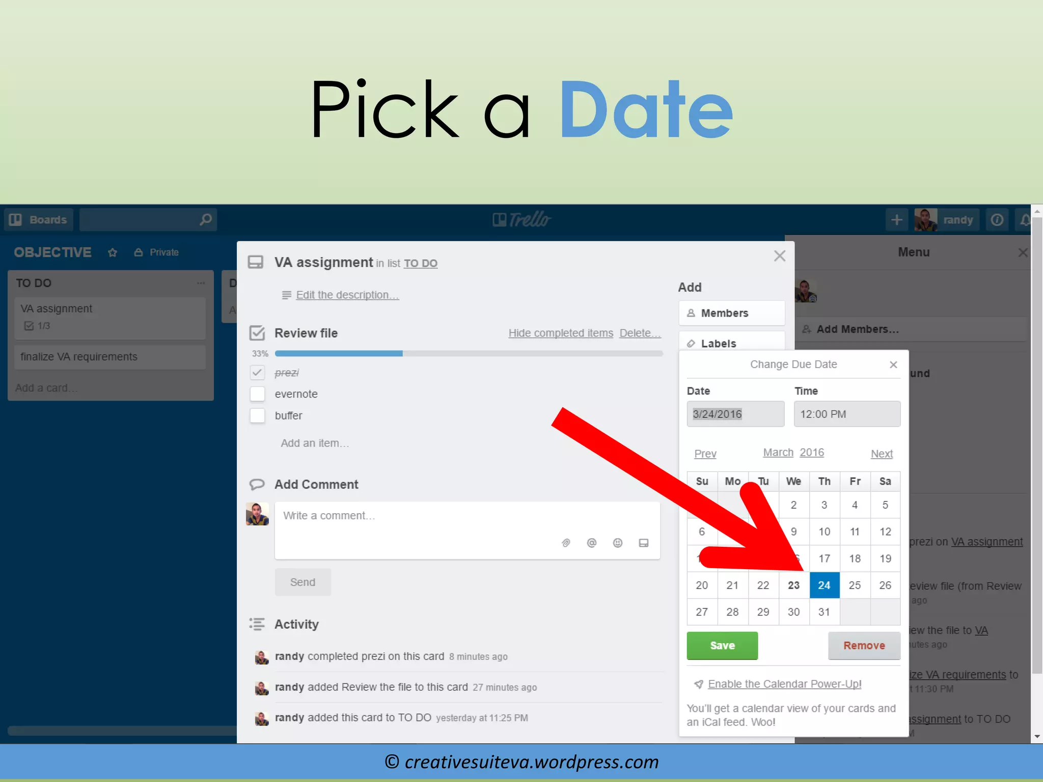 © creativesuiteva.wordpress.com
Pick a Date
 