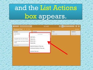 and the List Actions
box appears.
 