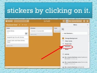 stickers by clicking on it.
 