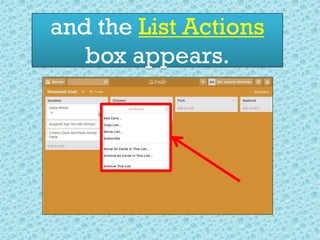 and the List Actions
box appears.
 